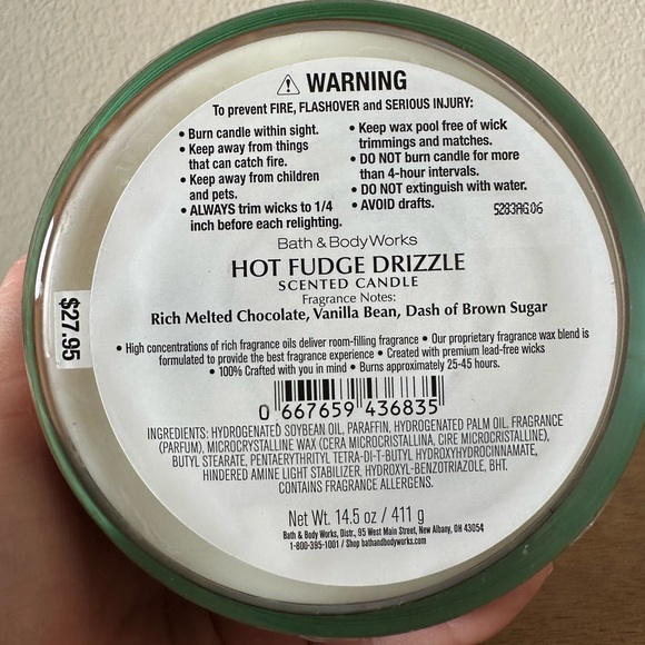 NEW Bath & Body works HOT FUDGE DRIZZLE 3 wick candle NEW - Picture 3 of 3